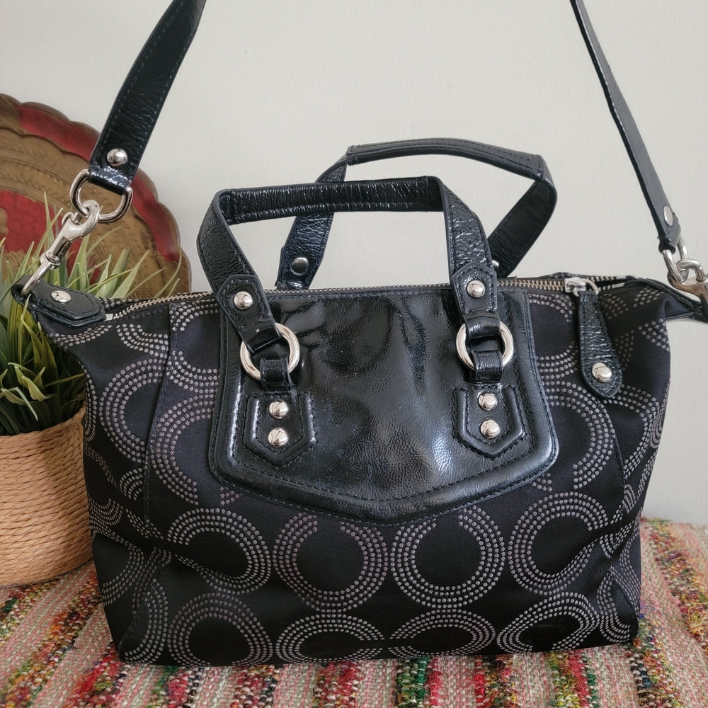 Coach Black Ashley Dotted Art Satchel Bag - Picture 4 of 7